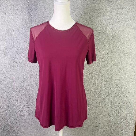 Lululemon Sculpt Top Womens 8 Deep Luxe Short Slevee Mesh Athletic Lightweight - Picture 1 of 7